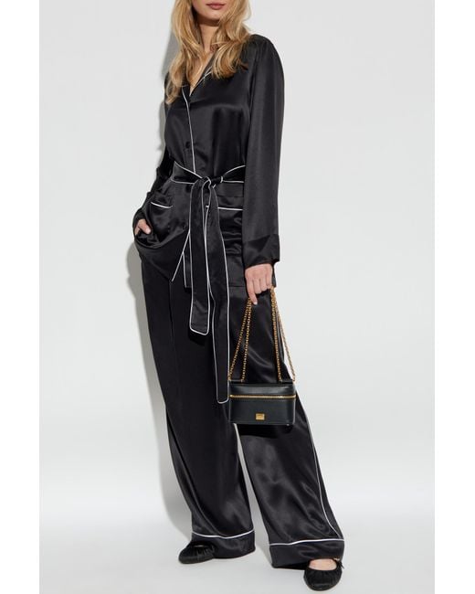 Dolce & Gabbana Black Silk Shirt With Belt