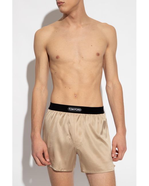 Tom Ford Natural Silk Boxers With Logo for men