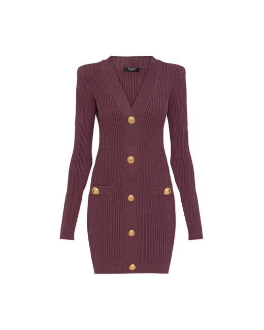 Balmain Purple Dress With Decorative Buttons