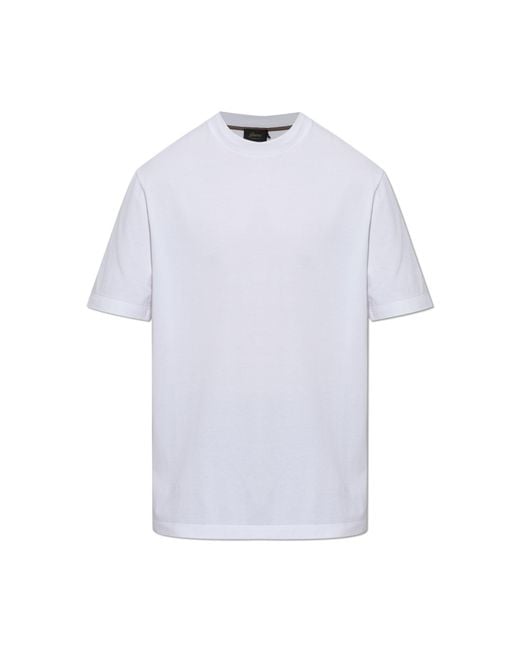 Brioni White Cotton T-Shirt With Logo for men
