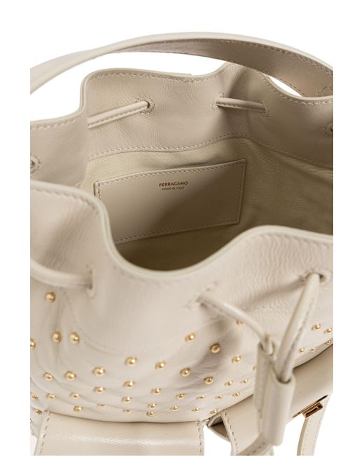 Ferragamo Black Leather "Drawstring" Bag