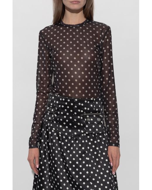 Ganni Black Polka Dot Pattern Top