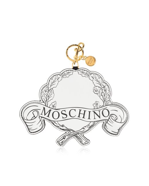 Moschino White Leather Keychain for men