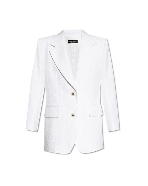 Dolce & Gabbana White Tweed Jacket