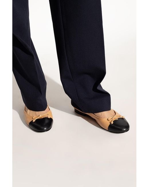 Tory Burch White Cap -Toe Ballet Flats