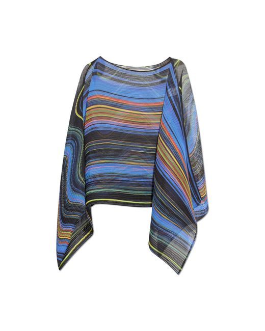 Pleats Please Issey Miyake Blue Pleated Poncho