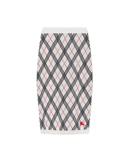 Burberry White Plaid Pattern Skirt