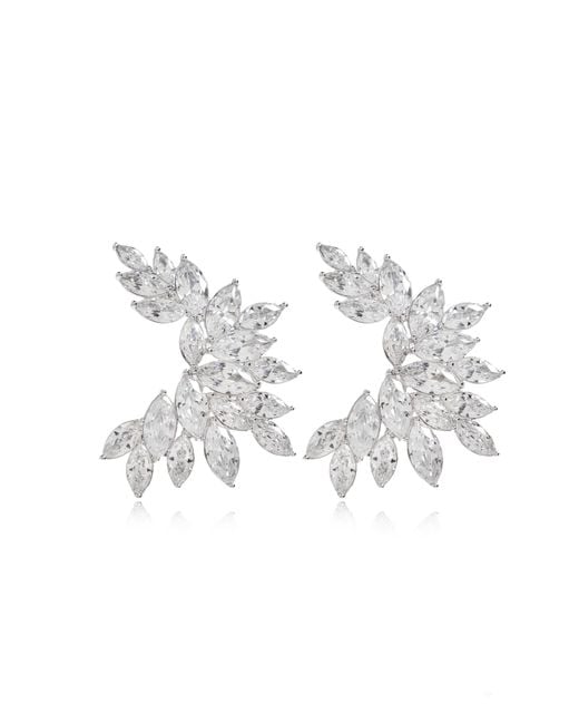 Self-Portrait White Earrings With Shimmering Crystals