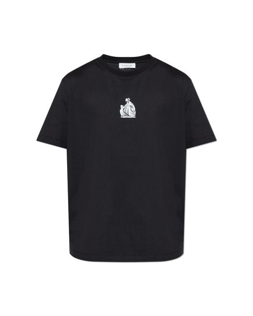 Lanvin Black T-Shirt With Print for men