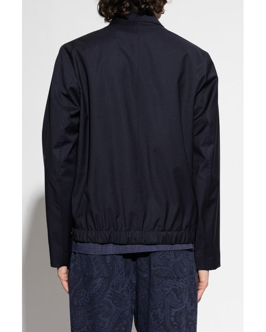Paul Smith Blue Wool Jacket With Collar for men