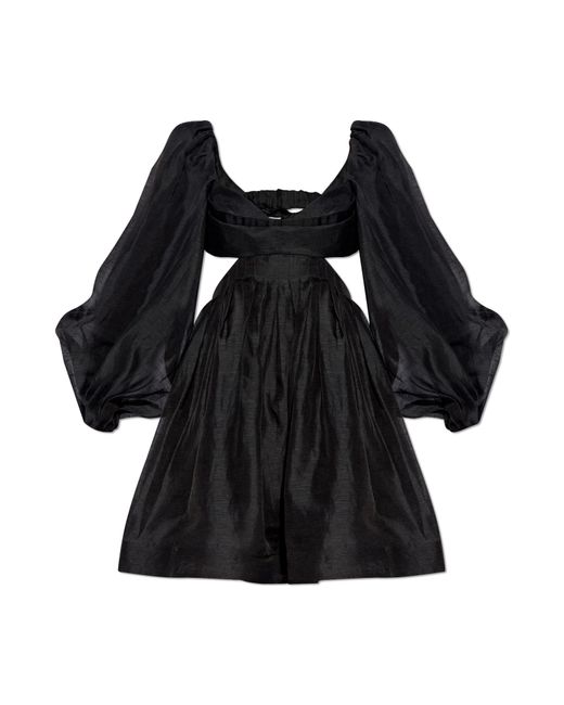 Zimmermann Black Short Dress With Puffy Sleeves
