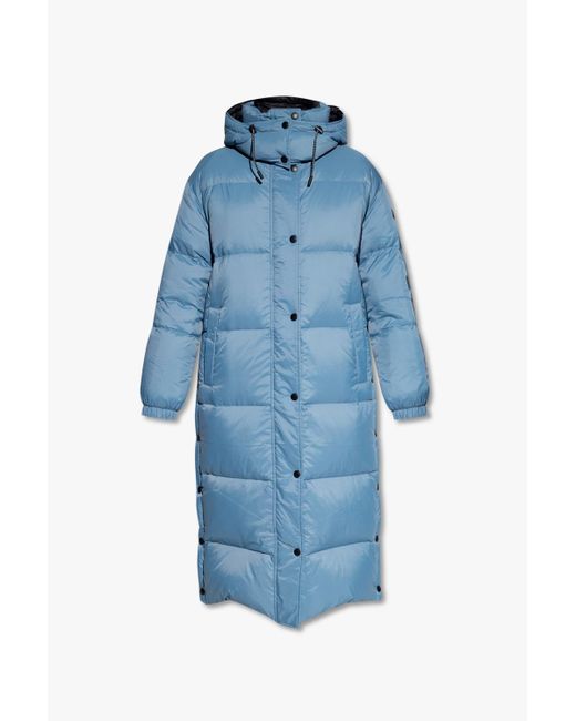 Yves Salomon Reversible Down Coat With Logo in Blue | Lyst Canada