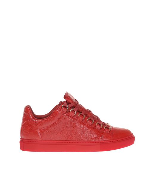 Balenciaga Low-top Sneakers Arena Smooth Leather Red for men