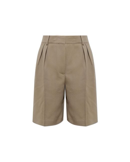 Acne Natural Wool Pleated Shorts