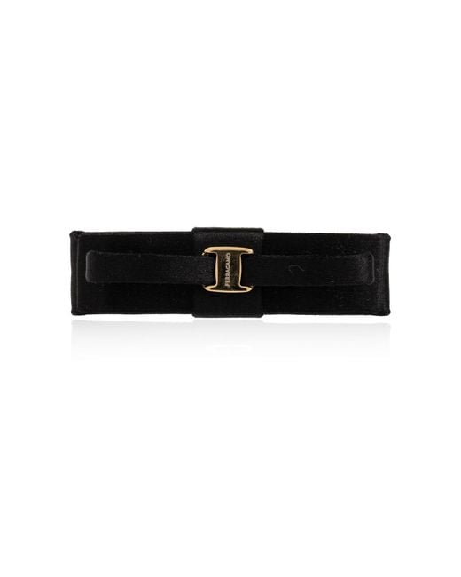 Ferragamo Black Satin Hair Clip