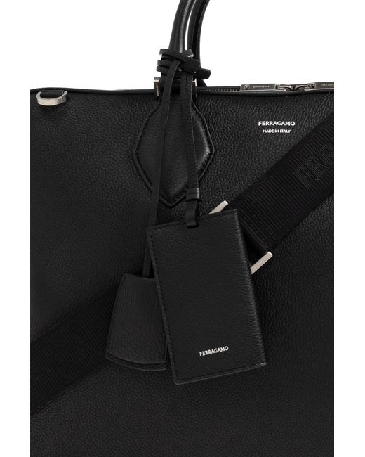 Ferragamo Black Leather Document Bag for men