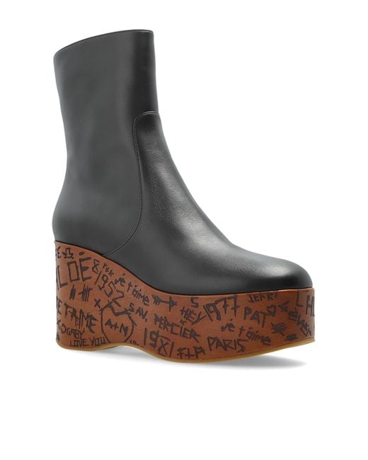 Chloé Black 'Maxime' Wedge Ankle Boots