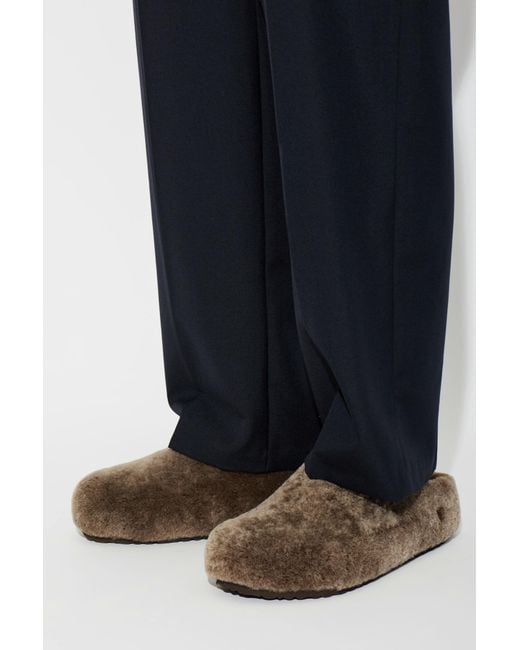 Birkenstock Brown 'Amsterdam Wrapped Shearling Os' Slides for men