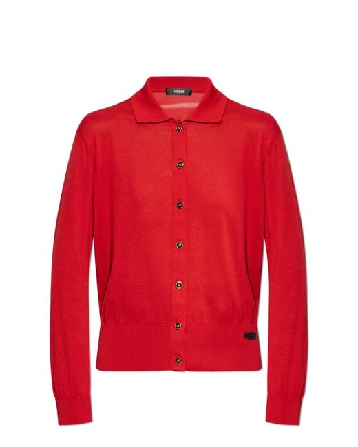 Versace Red Cardigan With Logo