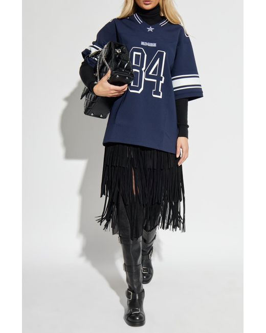 Dolce & Gabbana Black Silk Skirt With Leather Fringes