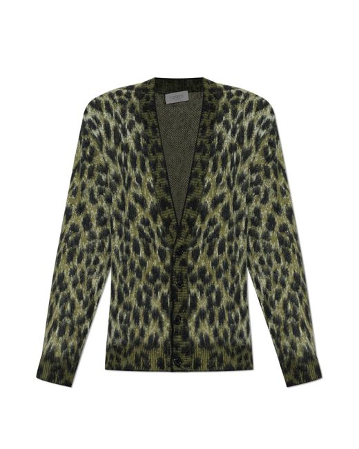 Laneus Green Animal Motif Cardigan for men