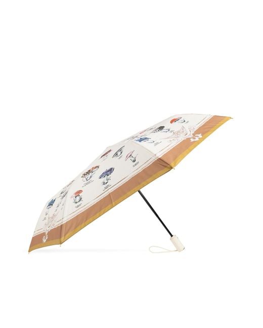 Moschino Natural Folding Umbrella With Colorful Print