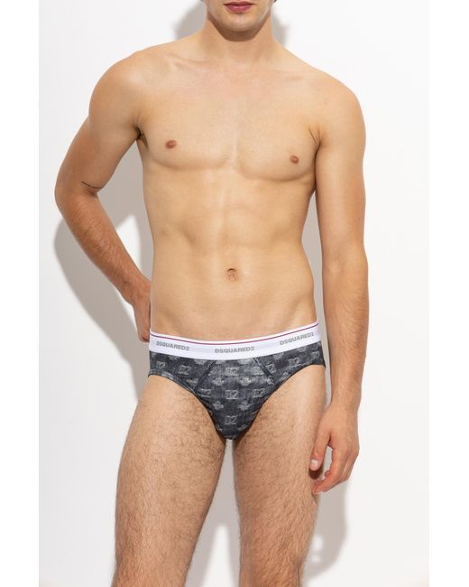 DSquared² Gray Briefs With Monogram for men