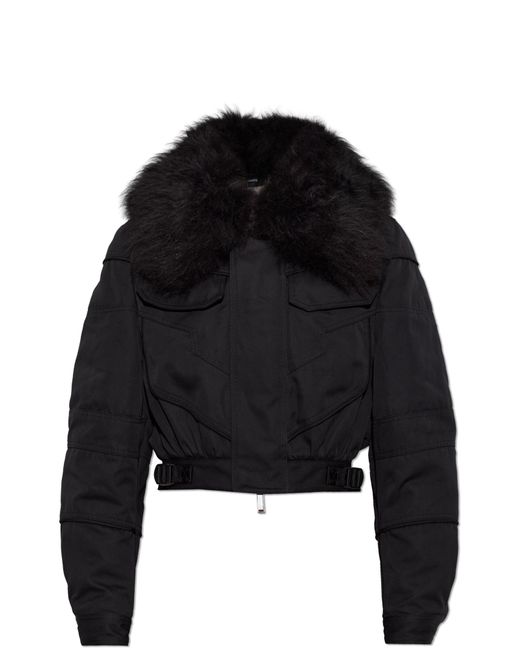 DSquared² Black Jacket With A Fur Collar
