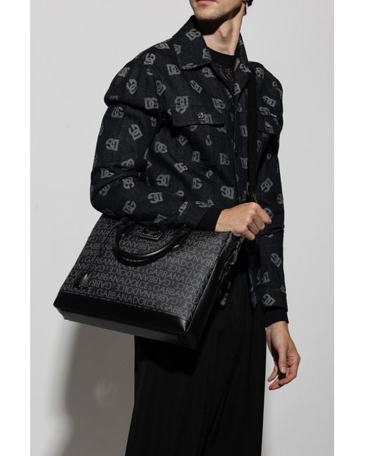 Dolce & Gabbana Black Monogrammed Briefcase for men