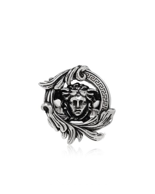 Versace Metallic Ring With Medusa Head Motif