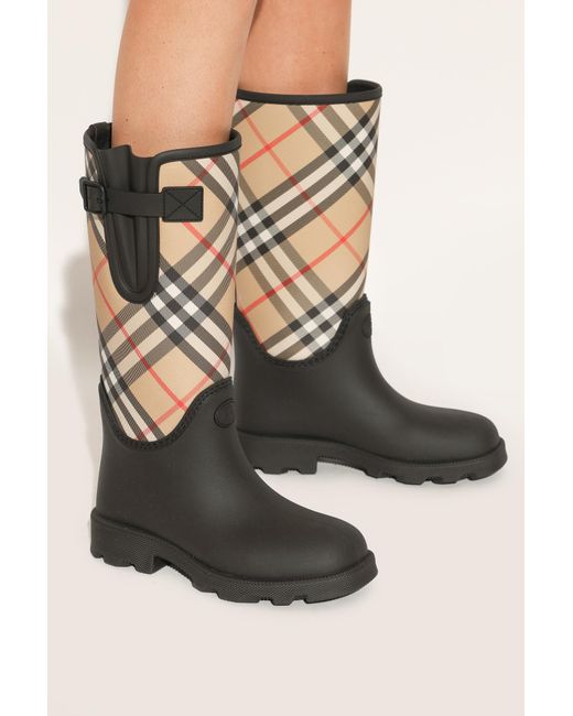 Burberry Black Patterned Wellington Boots