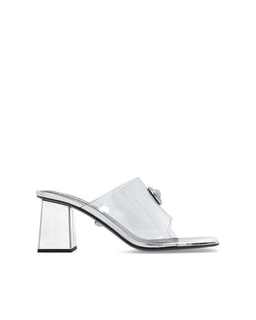 Versace White Heeled Slippers