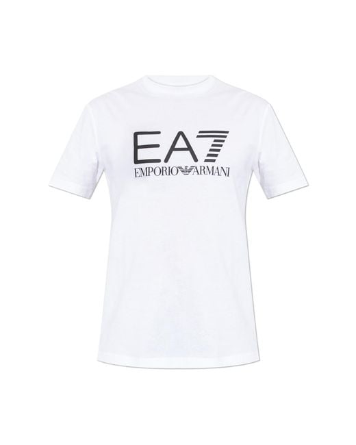 EA7 White T-Shirt With Printed Logo for men