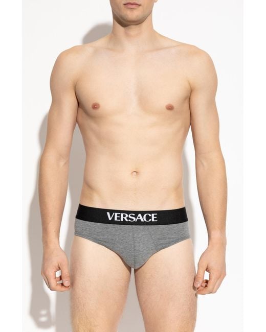 Versace Black Briefs With Logo for men