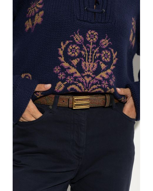 Etro Blue Patterned Belt