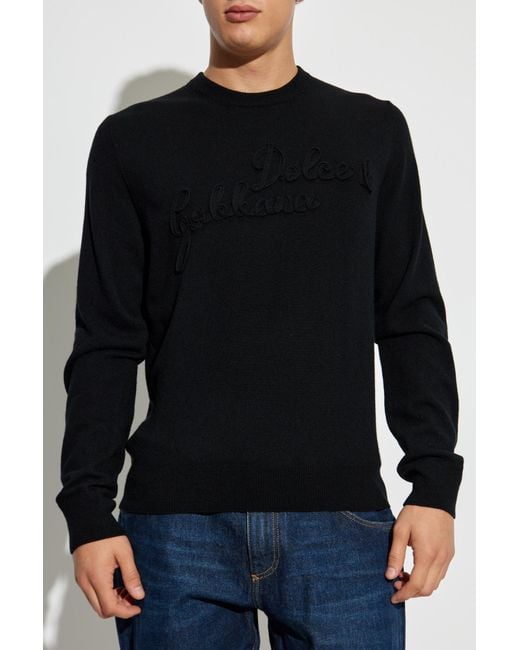 Dolce & Gabbana Black Sweater With Logo for men
