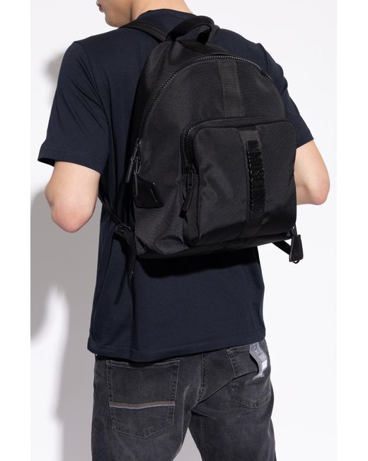 Moschino Black Backpack With Logo for men