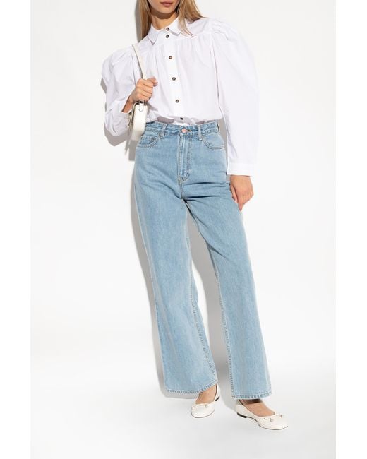 Jimmy Choo White 'Elme' Leather Ballet Flats