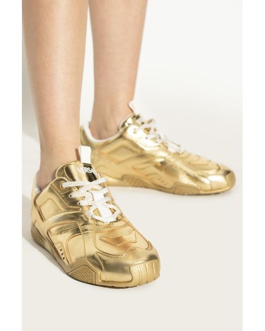 Versace Metallic Sports Shoes With Logo
