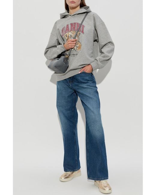 Ganni Gray Sweatshirt With Logo