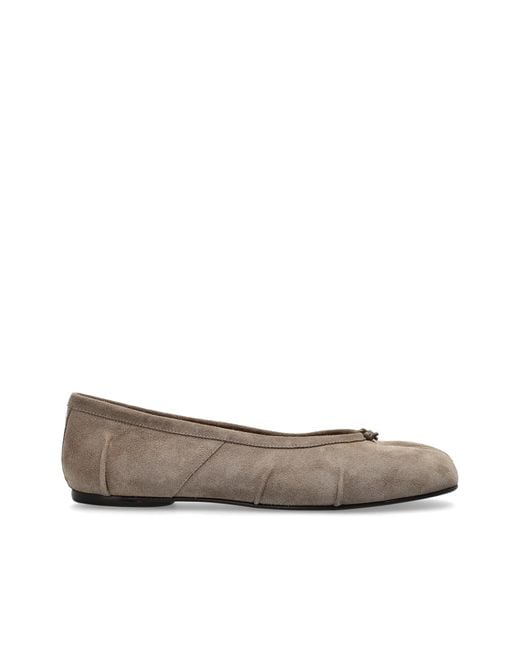 Maison Margiela Gray Suede Ballerinas With 'Tabi' Cut-Out