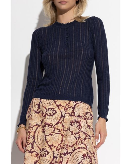 Ulla Johnson Blue Top "Delia"