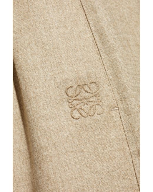 Loewe Natural Wool Trousers With Embossed Logo for men