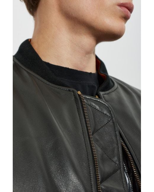 Vetements Black Leather 'Bomber' Jacket for men