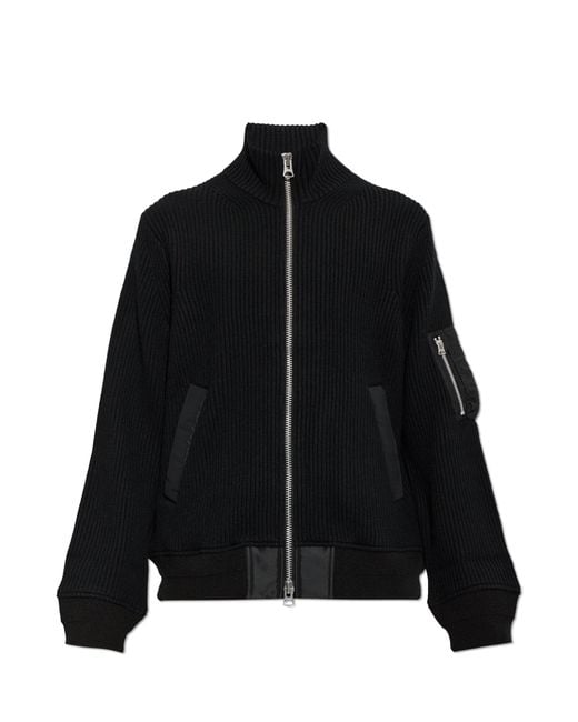 Sacai Black Wool Cardigan With Pockets for men