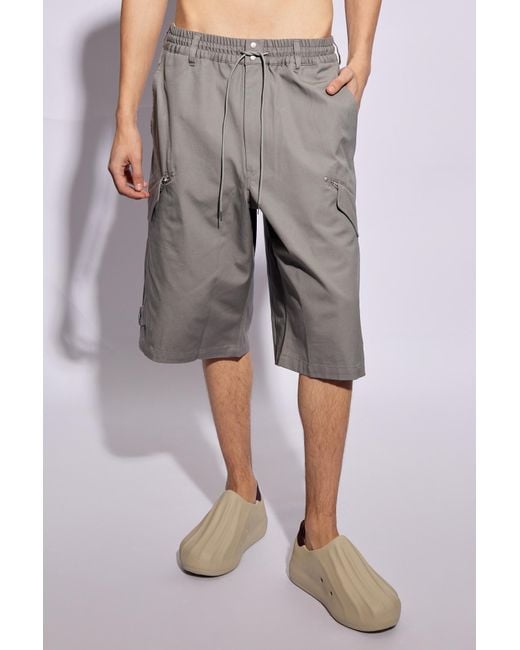 Y-3 Gray Cargo Shorts, for men