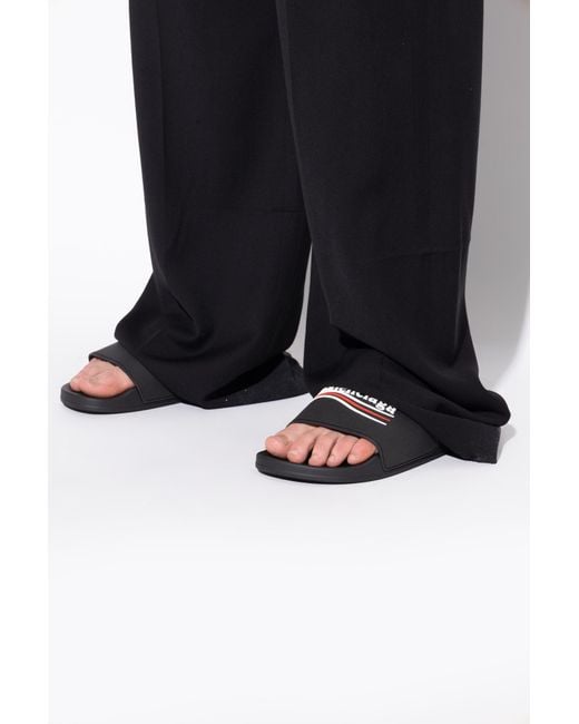 Balenciaga Black Slides With Logo for men