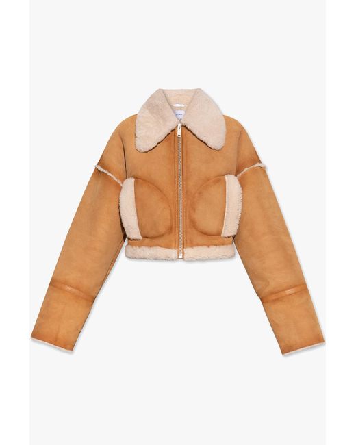 Halfboy White Cropped Shearling Coat