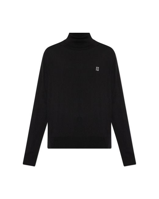 Balmain Black Turtleneck With Logo for men