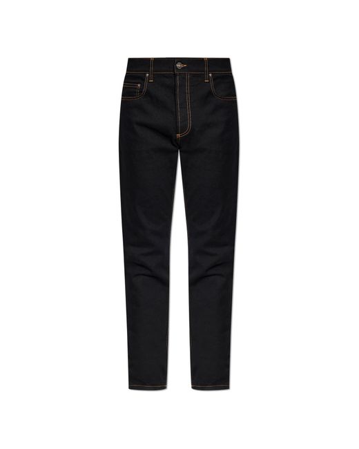 Versace Black Jeans With Tapered Legs for men